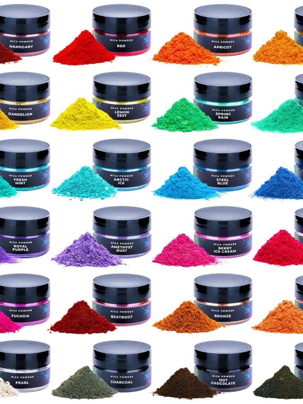 Mica Powder for Resin Coloring - 24 Colors Jars Pigment Powder for Nails